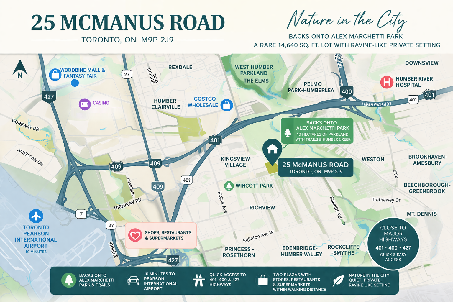 Location map for 25 McManus Rd, Toronto